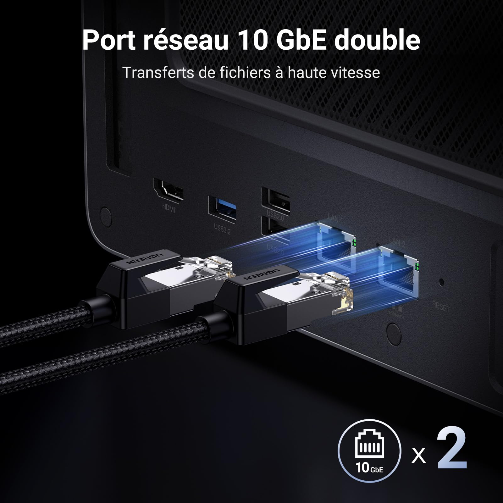 UGREEN NASync DXP6800 Pro, NAS de Bureau 6 Baies, processeur Intel i5 1235u 10 cœurs, 8 Go de RAM DDR5, SSD 128 Go, 2 Ports 10 GbE, 2 emplacements M.2 NVMe, HDMI 8K (sans Disque) (DXP6800 Pro)
