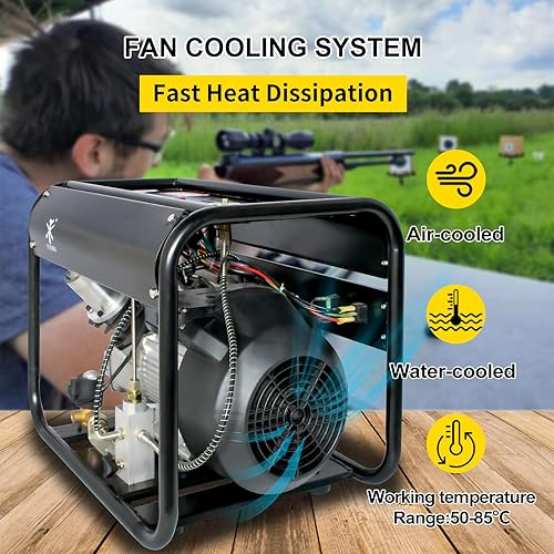 Miniatura 3 de TUXING Compresor de aire de doble cilindro de 4500 psi, compresor de aire de alta presión, parada automática y versión de purga automática,