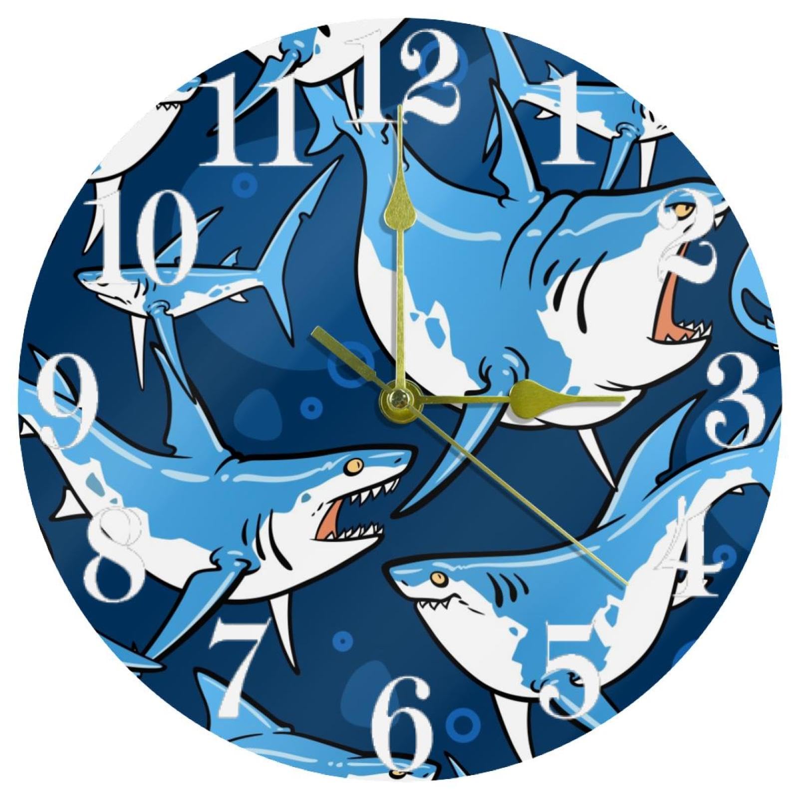 Horloge murale sous-marine Angry Sharks à mouvement quartz précis et autonome