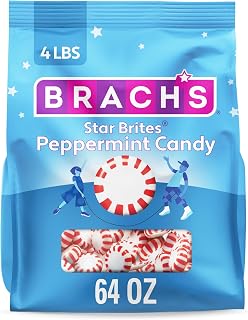 Brach's Star Brites Peppermint Candy, Real Peppermint Oil, Individually Wrapped Mints, 64oz Bulk 360ct Bag