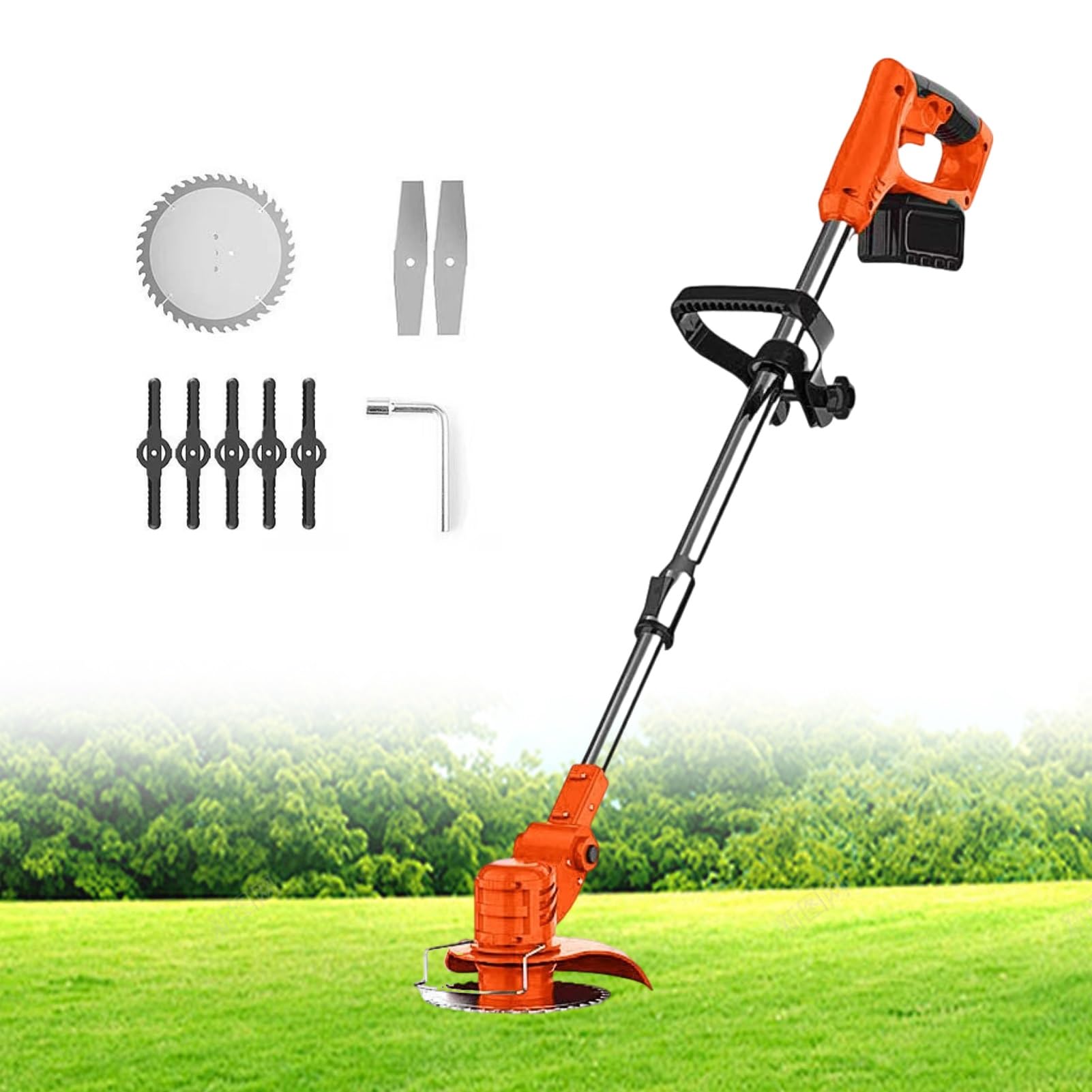 Desbrozadora De Malezas Inalámbrica, Desmalezadora Con Batería, Desbrozadora, Bordeadora De Césped Con Batería Recargable De 12 V Y 3 Tipos De Cuchillas, Herramientas For Cortar Césped(Color:Two,Size: