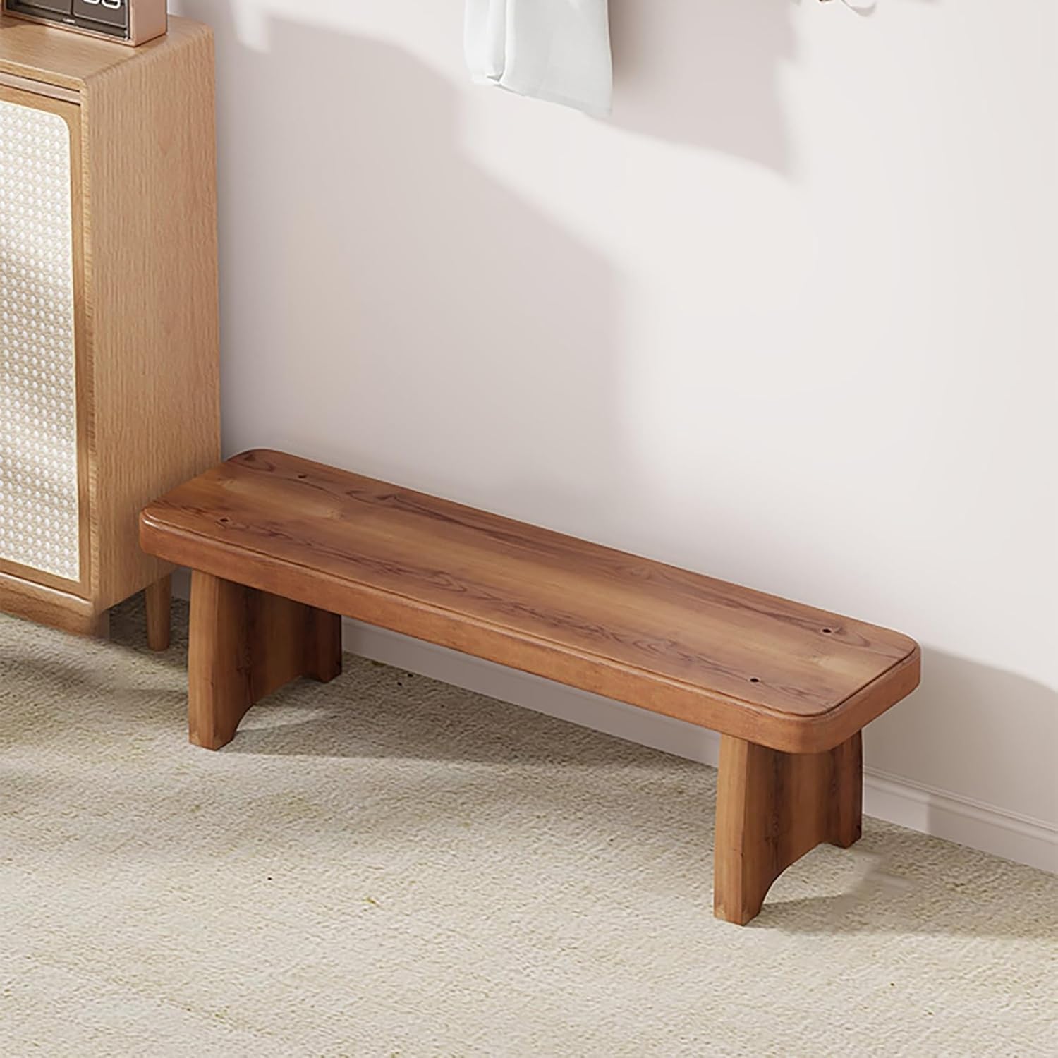 Solid Wood Entryway Bench,Indoor Kitchen Table Bench,2-Seater Modern Entry Stool,for Dining Rooms Living Areas Hallways.(23.6x7.9x9.8in)