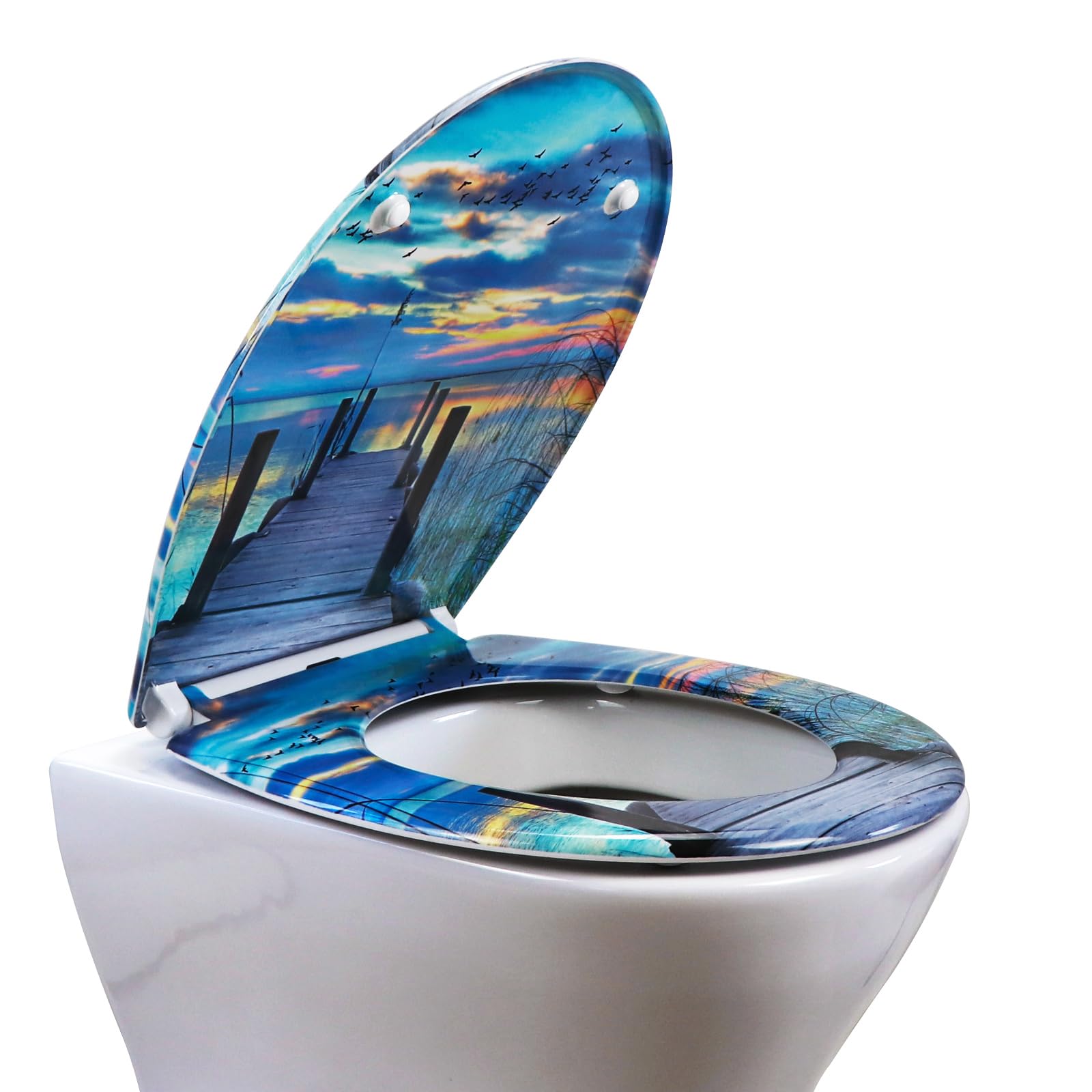 Fanmitrk Wc-bril, D-vorm, met softclosemechanisme, toiletdeksel van
