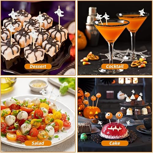 Miniatura 42 de 120 palillos de cóctel para aperitivos, palillos de cóctel para bebidas, palillos de dientes de bambú, palillos de dientes elegantes