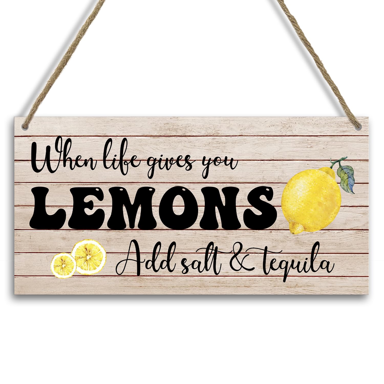Lemon Kitchen Decor When Life Gives You Lemons Home Decor Wood Hanging Sign Plaque, Lemon Decor for Kitchen, Restaurant Shelf Decor for Living Room Dining Room Kitchen Bedroom -20