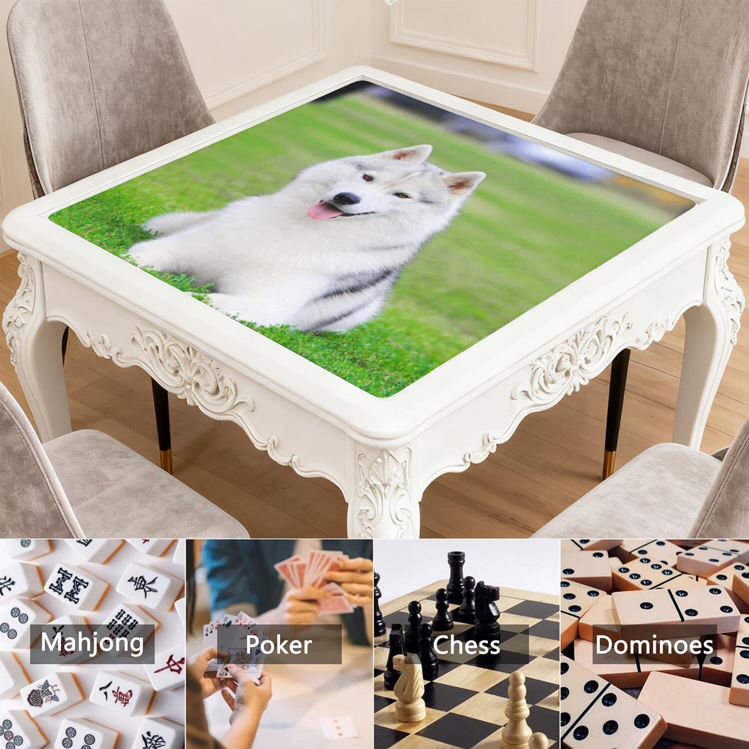 Custom Mahjong Mat with Photos Text, Personalized Design Mahjong Mat for Table, Noise Reduction Board Tile Games Mats, Unique Mah Jongg Mats, Customize Gifts for Mom Grandmom Wife Husband Friends