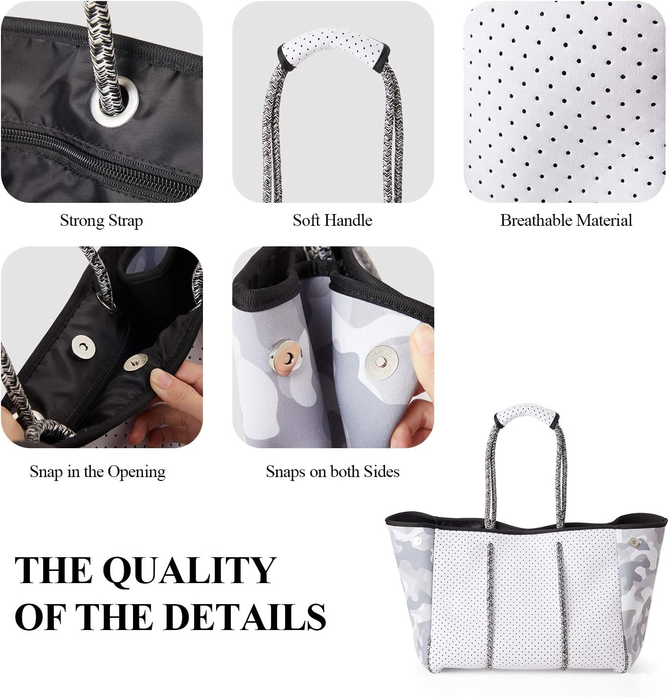 LMYYG Beach bag,Multipurpose Neoprene  Bag,Large Tote Bag,Waterproof Shoulder Beach Bag for Travel Beach Gym Swimming