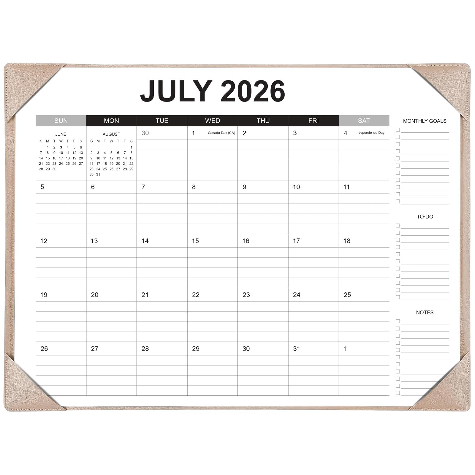 Kalendarz biurkowy 2026-2027 z matą na biurko – 56 x 43 cm, duża podkładka na biurko, kalendarz od stycznia 2026 do czerwca 2027 r., materiały biurowe, kalendarz miesięczny do domu i biura