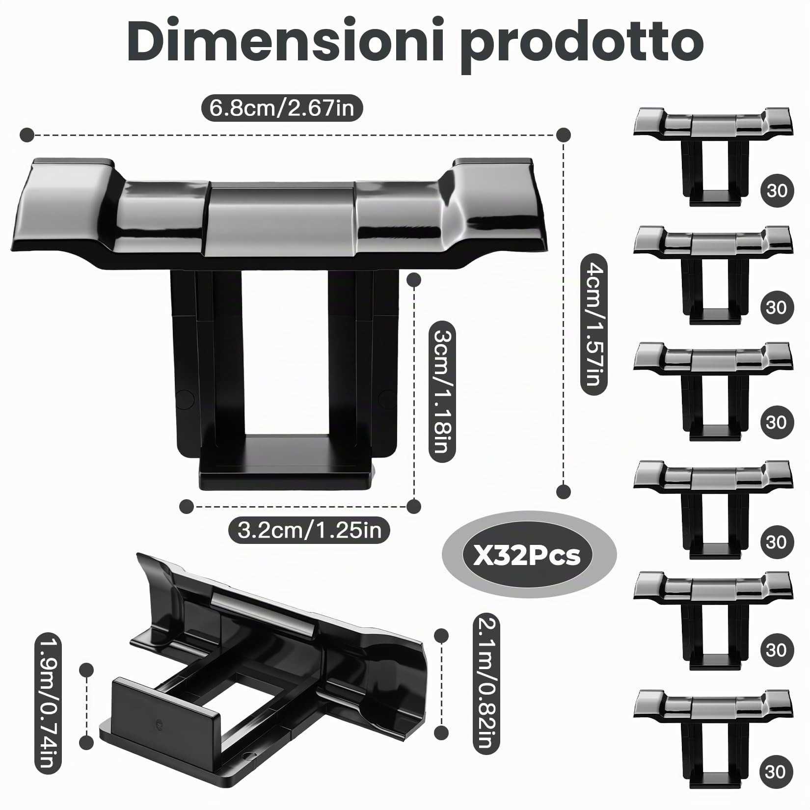 32Pz Clip di Scarico dell'Acqua Pannello Solare da 30 mm, Clips Drenaggio Pannellos Fotovoltaico per Pannelli Solari PV