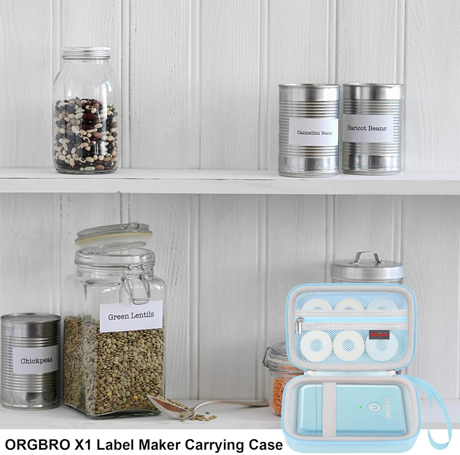 Elonbo Carrying Case for ORGBRO X1 Label Maker Machine, Portable Bluetooth Label Printer Storage Holder, Wireless Built-in Cutter Small Label Makers Handheld Sticker Maker Travel Bag, Blue - Image 7