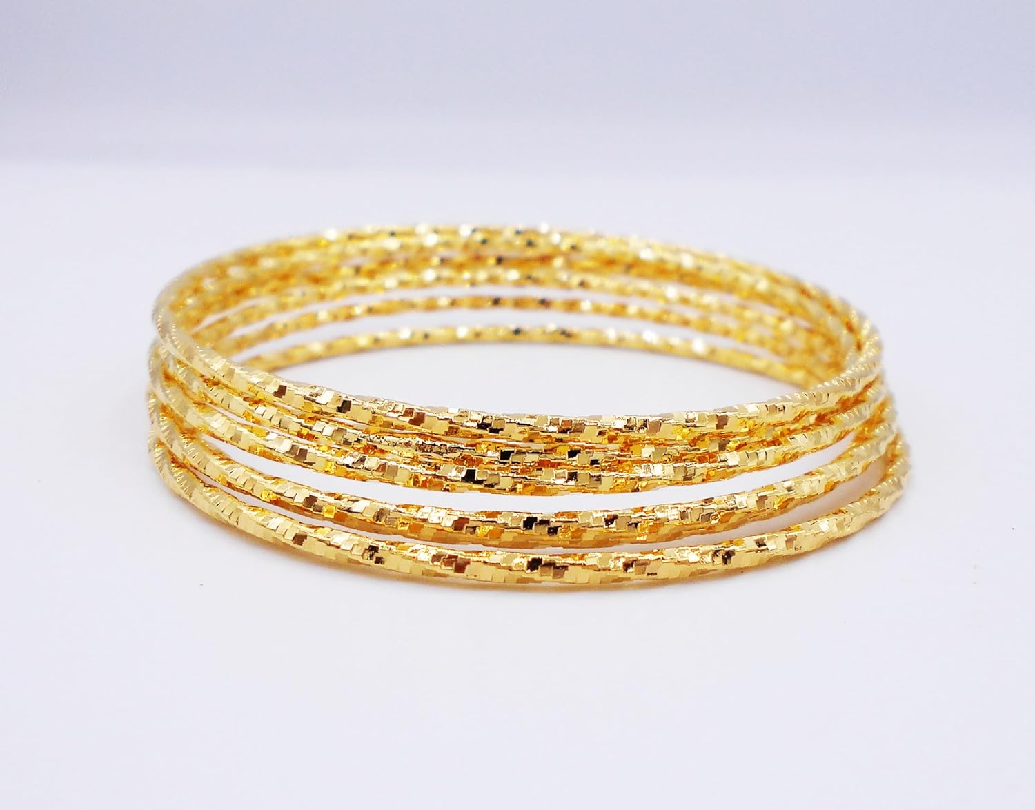 Set of 6 Multiple Bracelets Bangle 18k 22k 23k 24k Thai Baht Yellow Gold Plated for Her (S 6)