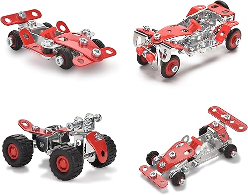 Juego de juguetes STEM de coches de carreras para niños de 8 a 12 años, kit de construcción de metal, juguetes de construcción STEM para niños de 8