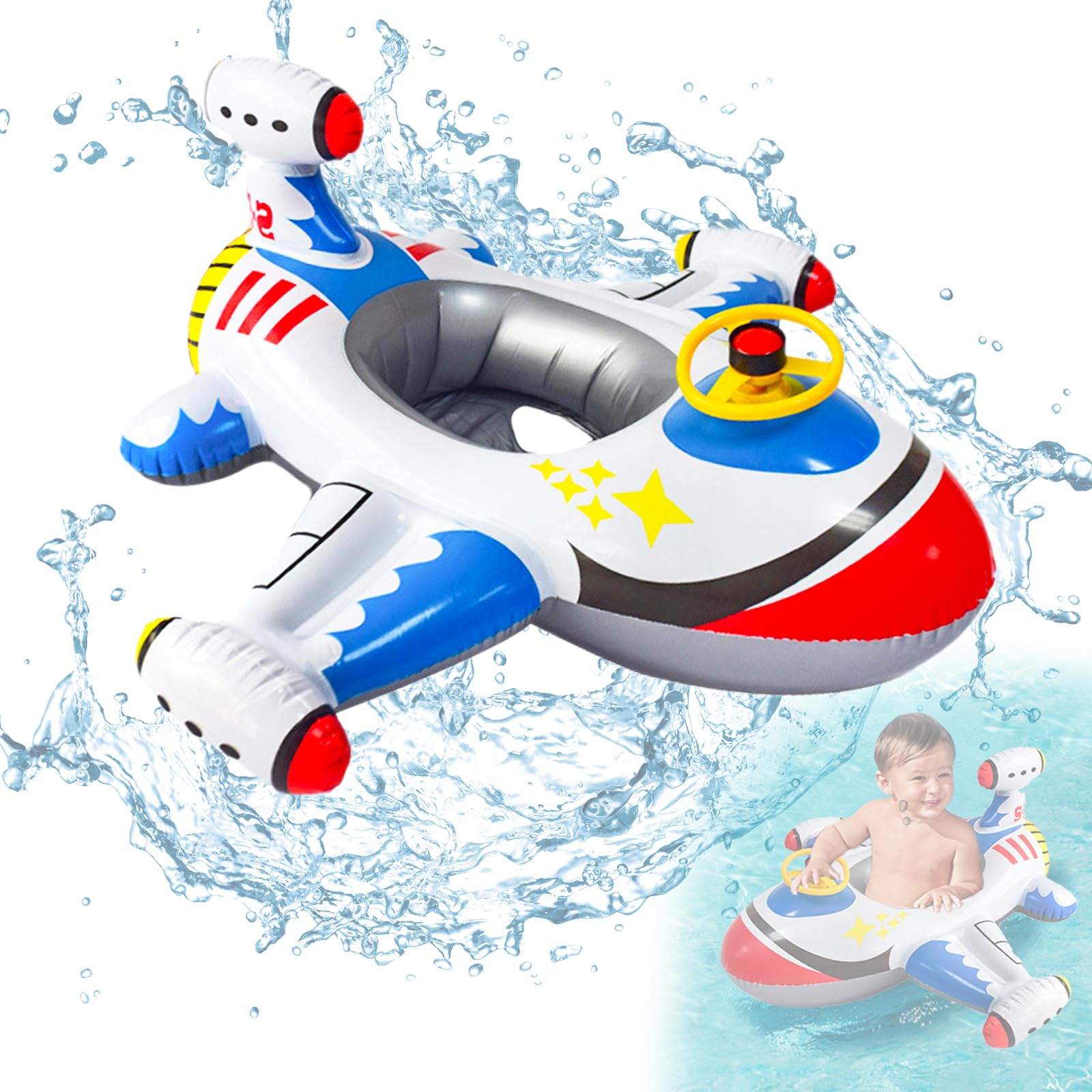 ACTOYS Asiento de natación para niños pequeños, Anillo de natación para bebés, Ayuda de natación para bebés con asa en el Volante, Entrenador de natación para niños de 1 a 5 años