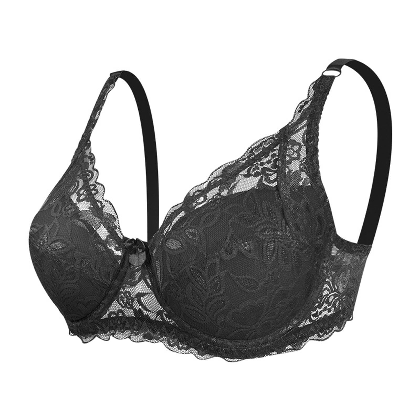 Womens Lace Bra Sexy Push Up Plus Size Sheer Bralette Soft Push Up Underwire Embroidered Unlined Everyday Bras