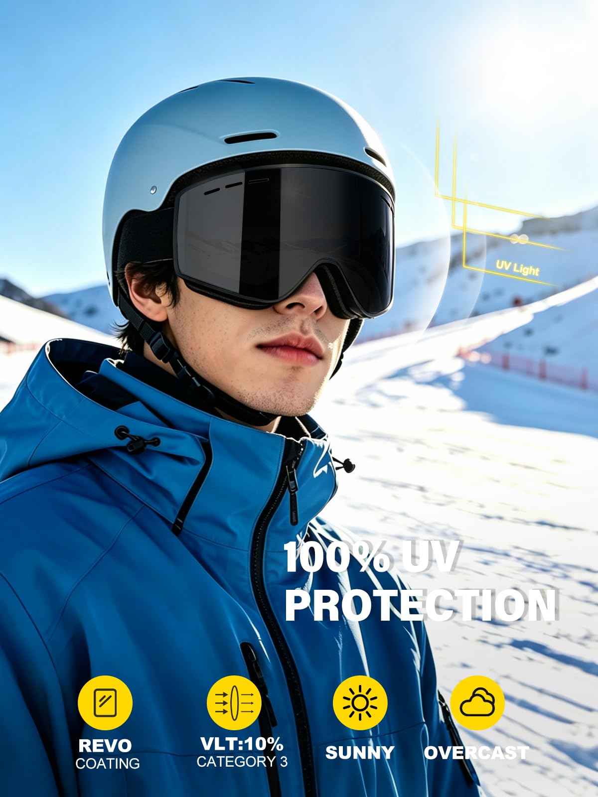Gogle narciarskie dla mężczyzn i kobiet, gogle śnieżne OTG, ochrona przed promieniowaniem UV, gogle snowboardowe dla dorosłych i młodzieży, skutery śnieżne, sanki