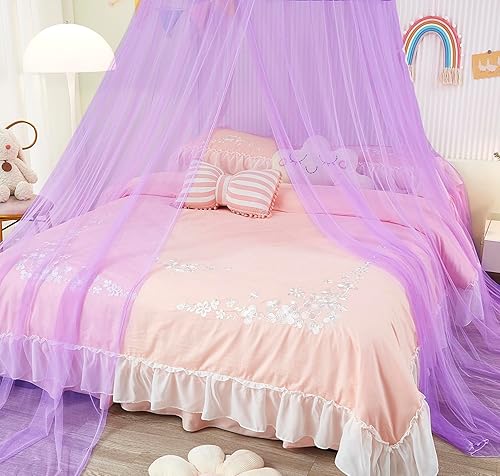 Miniatura 4 de Toldo de cama de unicornio para niñas, toldo de cama con luces, toldo para decoración de habitación de niñas, toldo para tamaño individual a king