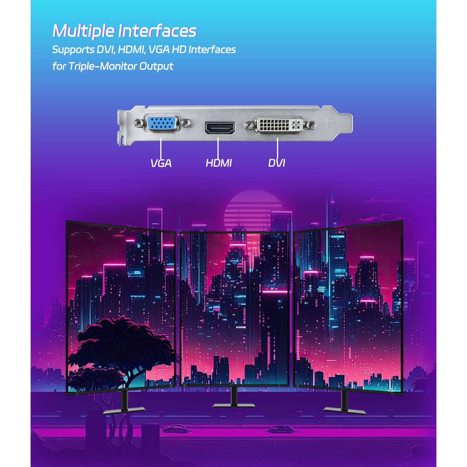 SOYO Geforce GT740 - Tarjeta gráfica de perfil bajo, 4 GB, DDR3, tarjeta de video de 128 bits con HDMI, VGA, DVI, PCI Express x16 3.0, GPU de computadora de ventilador único