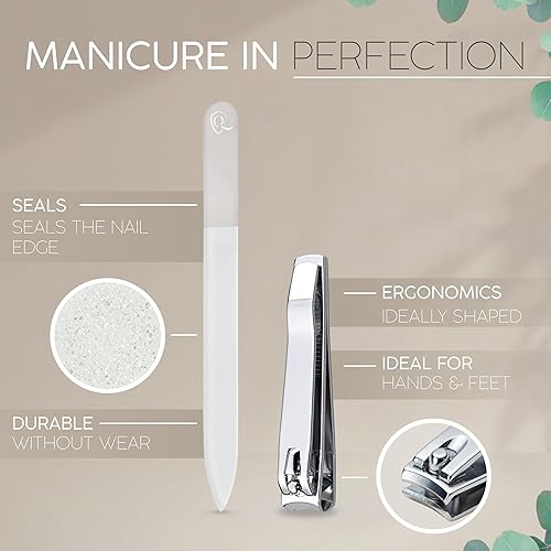 Miniatura 7 de Juego de manicura para mujeres y hombres  Kit de aseo profesional de 12 piezas con herramientas de primera calidad, funda de cuero genuino y lima de