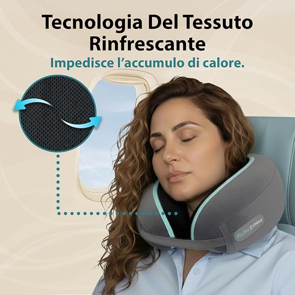 FLOWZOOM Dream Cuscino Cervicale da Viaggio in Memory Foam – Supporto Laterale Ottimale per Testa e Collo, Regolabile, Fodera Vellutata Lavabile con Sacchetto in Rete – Ideale per Aereo e Auto– Grigio - 5