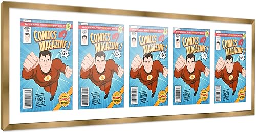 Miniatura 127 de Poster Palooza Marco de cómic con paspartú para 4 cómics de la era actual publicado después de 1985, marco de cómic negro para cómics de 6.875 x