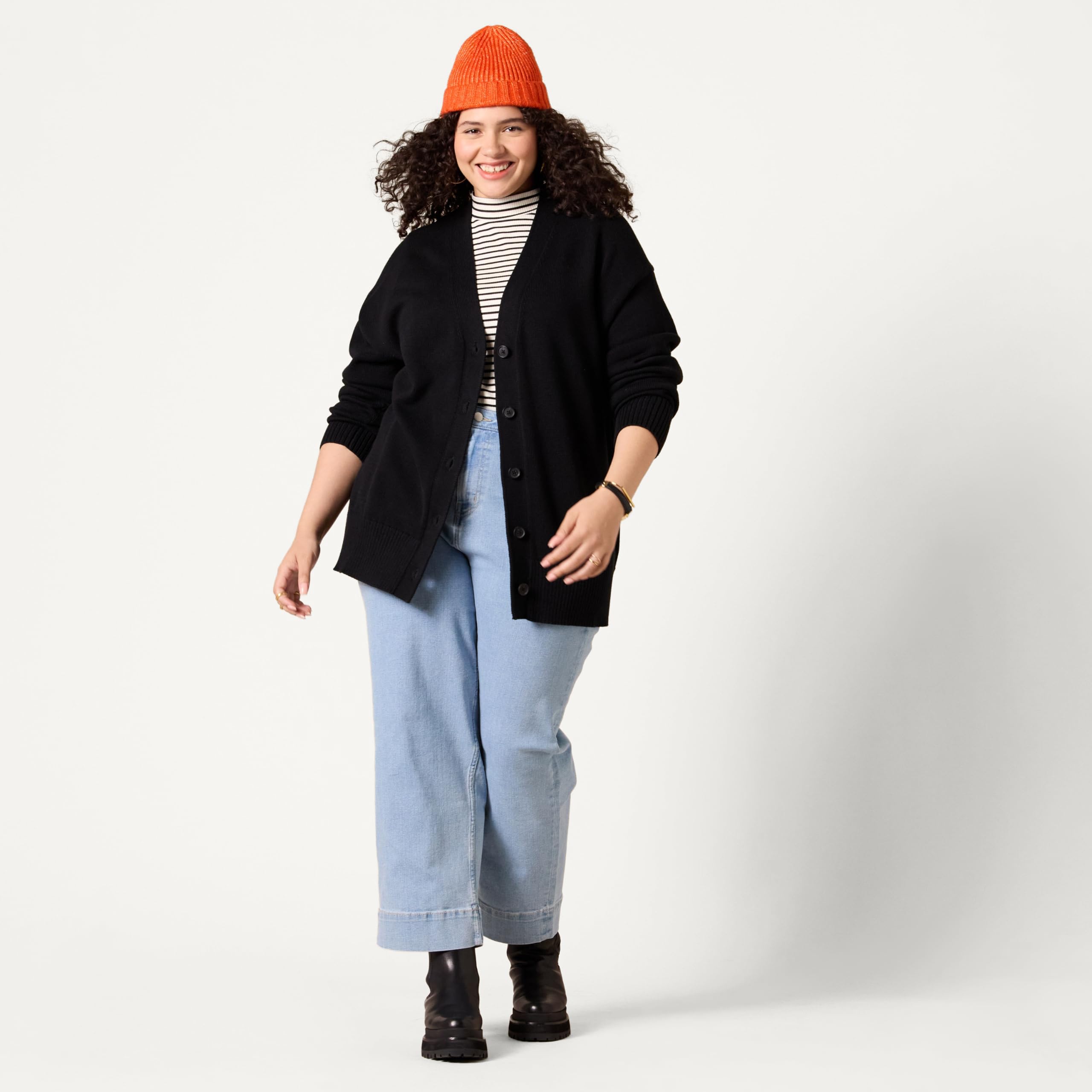 Amazon Essentials Cardigan d’Épaisseur Moyenne, Coupe Décontractée Femme