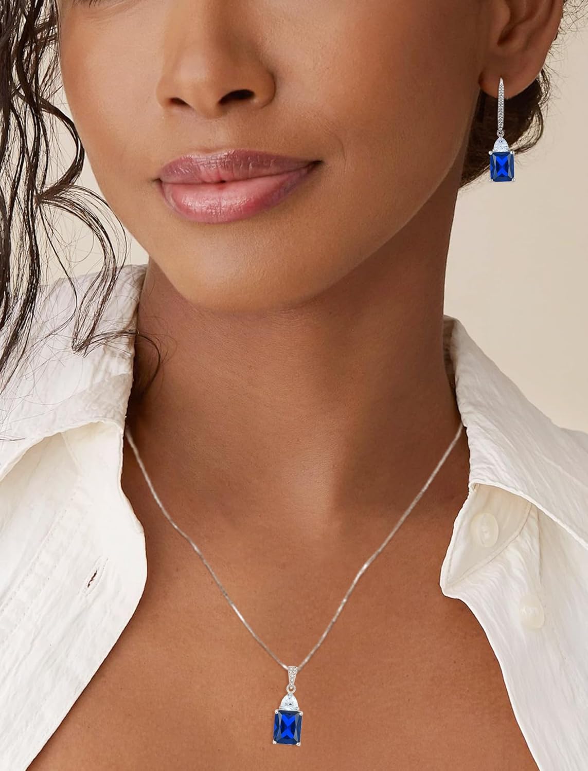 Emerald Cut Dangle Earrings Sterling Silver Birthstone Jewelry for Women