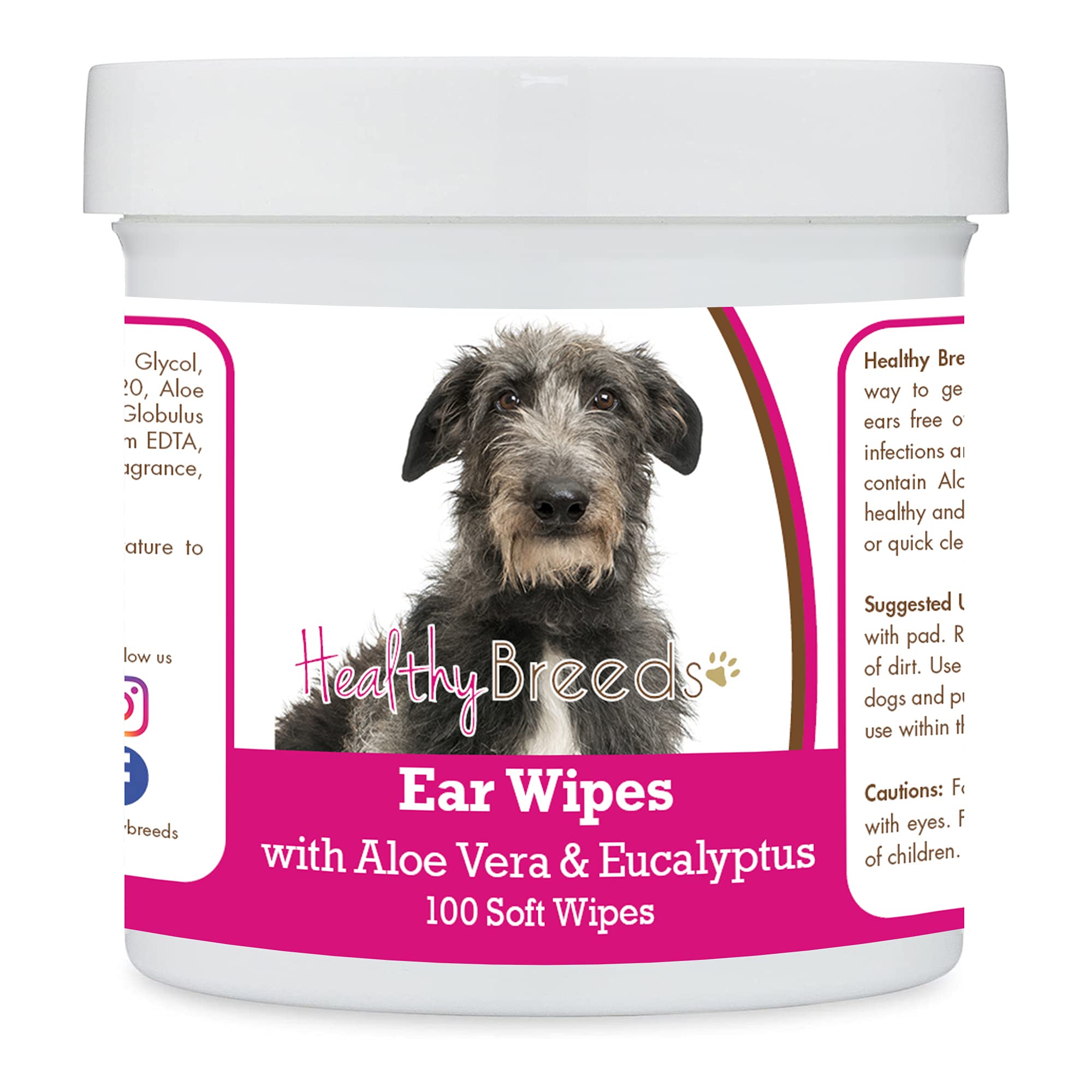Healthy Breeds Scottish Deerhound Ear Cleaning Wipes with Aloe &amp; Eucalyptus for Dogs 100 Count