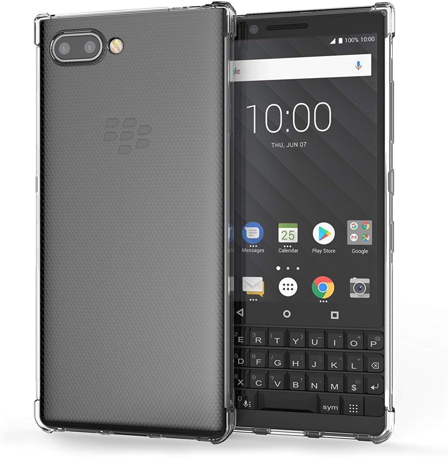 Solimo Backcase for Mobile Cover (Slip-Resistant, Soft & Flexible Shockproof Back Case with Cushioned Edges) Transparent for BlackBerry Key 2