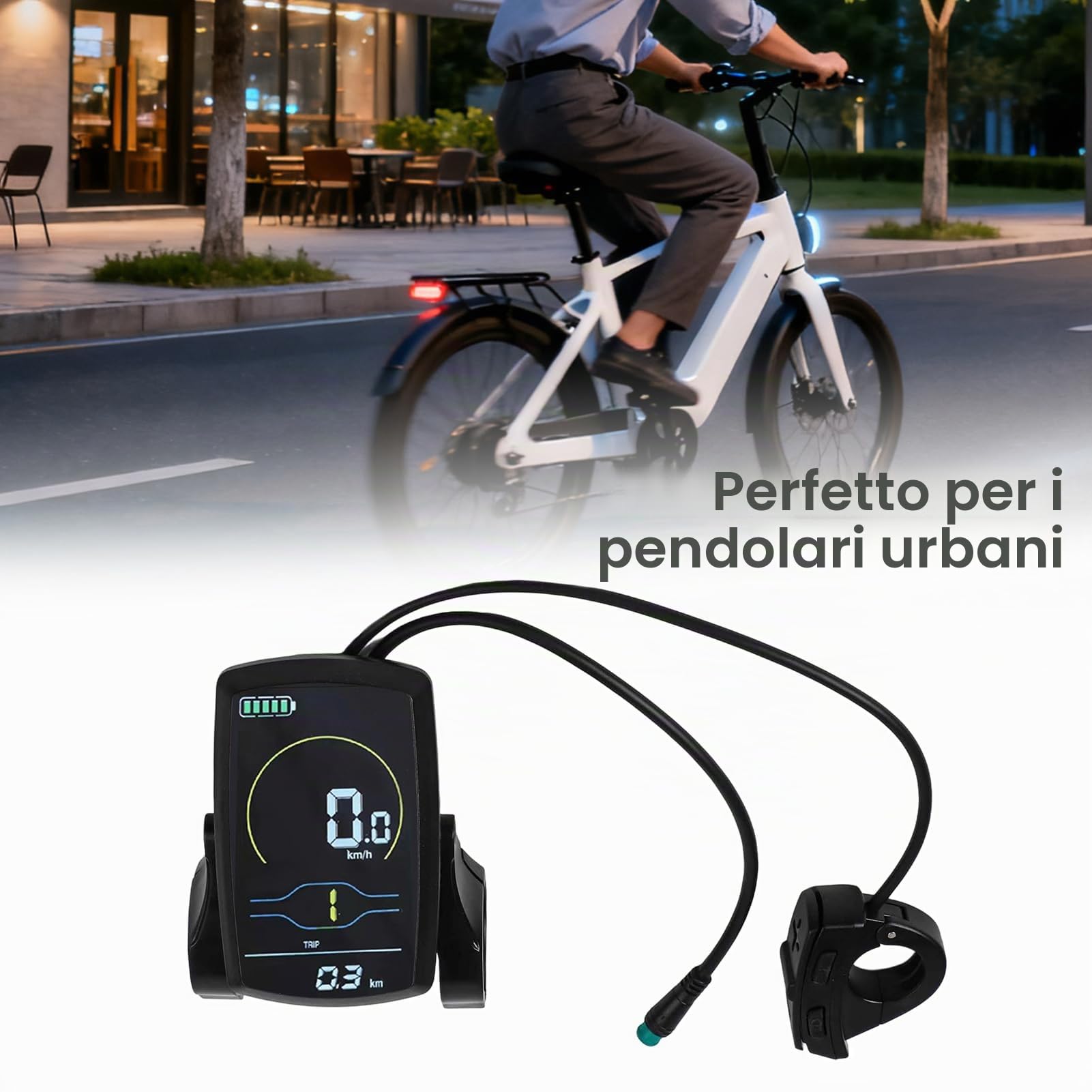 Pannello di controllo LCD per bici elettrica, display LCD 80C, misuratore di velocità intelligente per bicicletta elettrica con supporto di tensione 36 V 48 V, sistema di controllo del