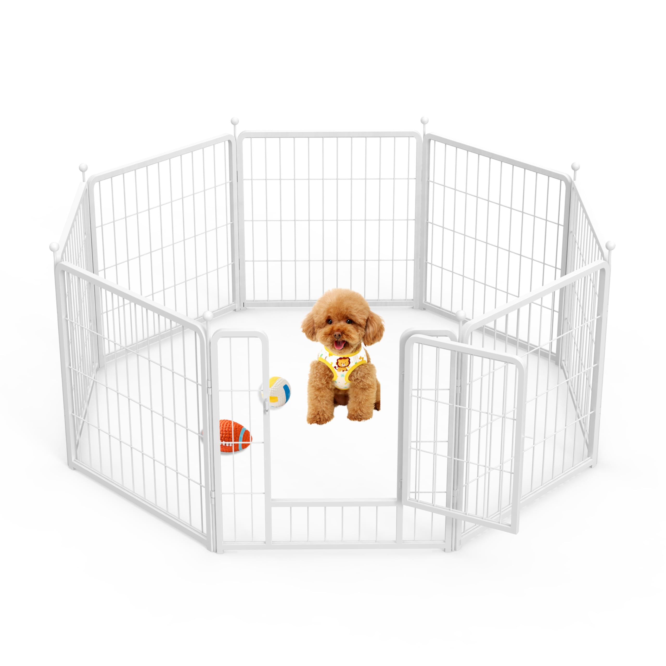 HealSmart Box per cani, per interni, esterni, cortile, campeggio, camper, altezza 61 cm, 8 pannelli, resistente, per cuccioli/cani di piccola taglia, bianco