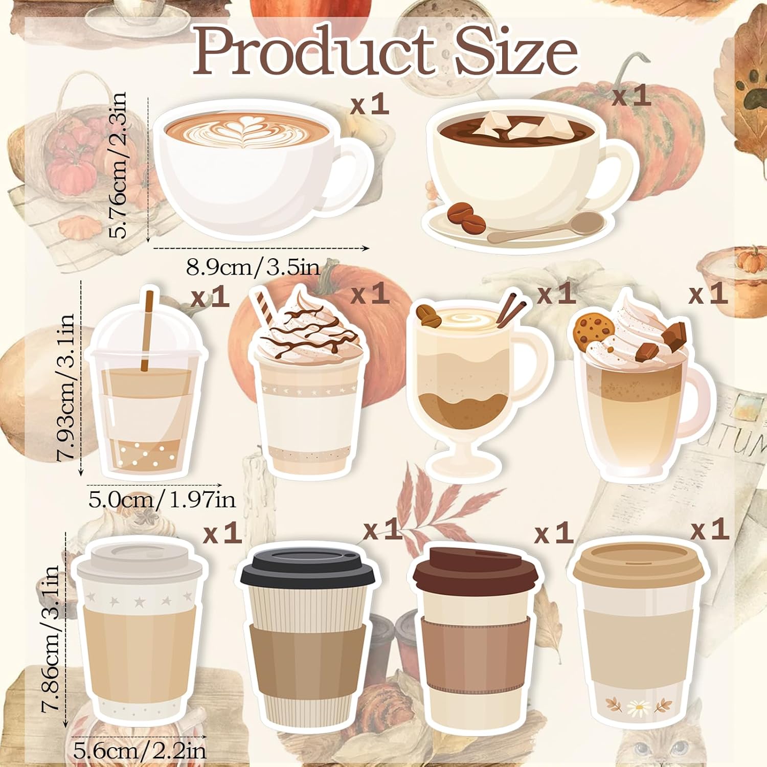 Cute Sticky Notes Set Coffee Cup Funny Stationery Self-Adhesive Pads Party Wedding Favors Themed Gifts Fun Memopads Essentials Pastel Refrigerator for Women Student Office Supplies (10 Packs) - Image 3