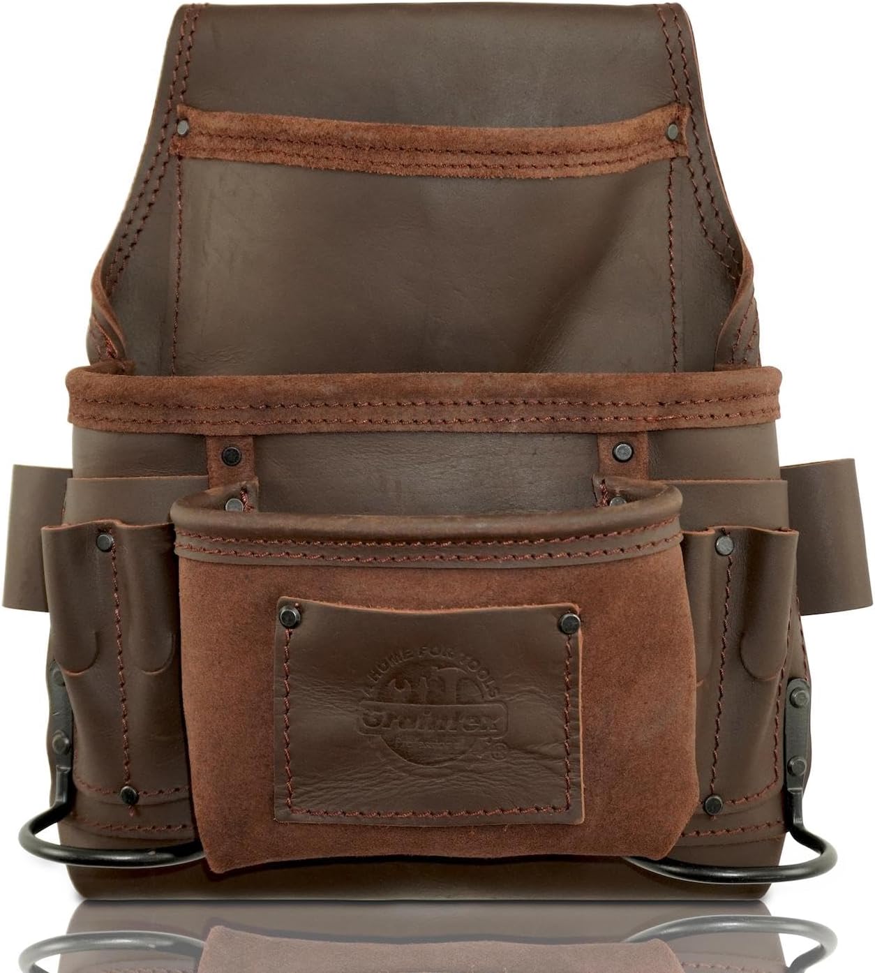 Graintex OS2335 9 Pocket Nail & Tool Pouch Top Grain Oil Tanned Leather for Framers, Constructors, Electricians, Plumbers, Handyman