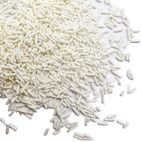 Miniatura 4 de SE Si&Moos White Sprinkles - Gránulos blancos comestibles de Jimmy suaves para decoración de pasteles de Halloween, decoraciones de galletas de