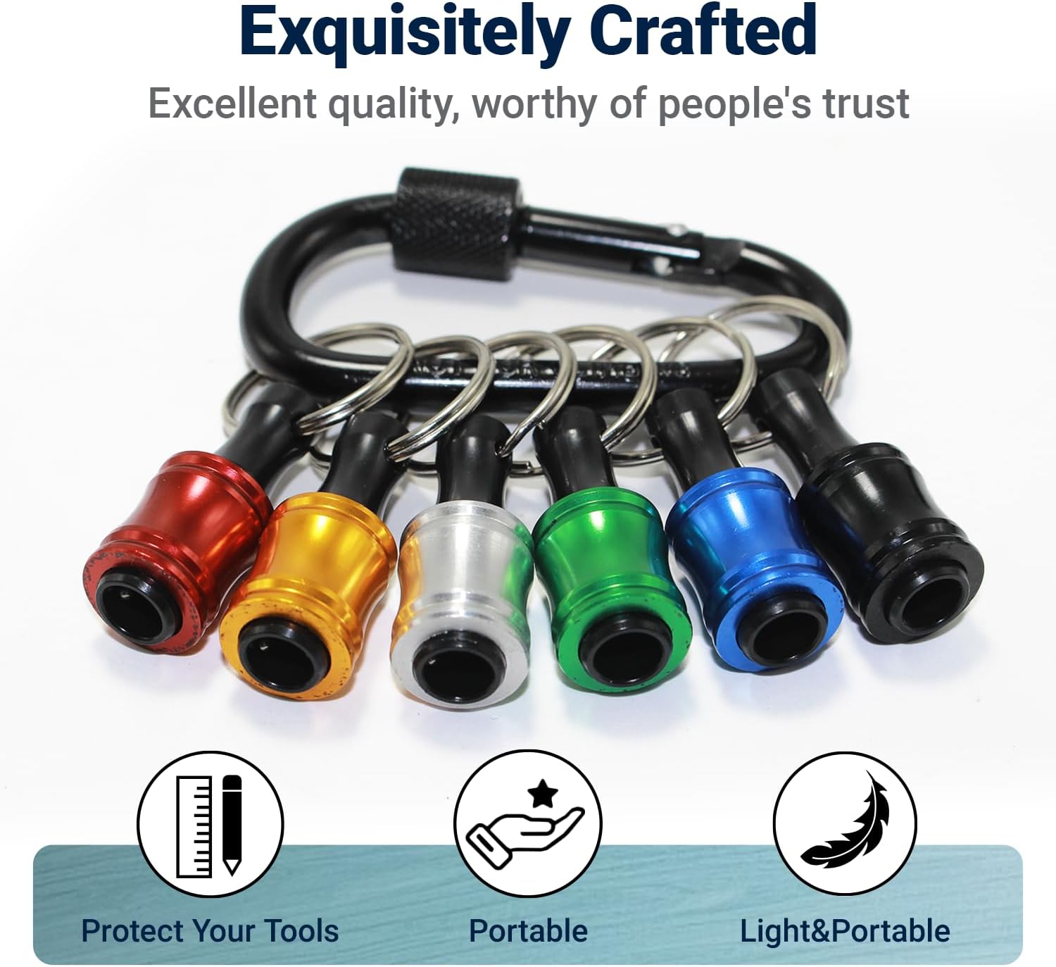 12PCS Keychain Bit Holder 1/4 Socket, Hex Shank Screwdriver Bit Holder for Impact Driver Drill Bit Keychain Extension Bar Quick Release Easy Change, Screwdriver Bit Holders for Tools Gift for Men