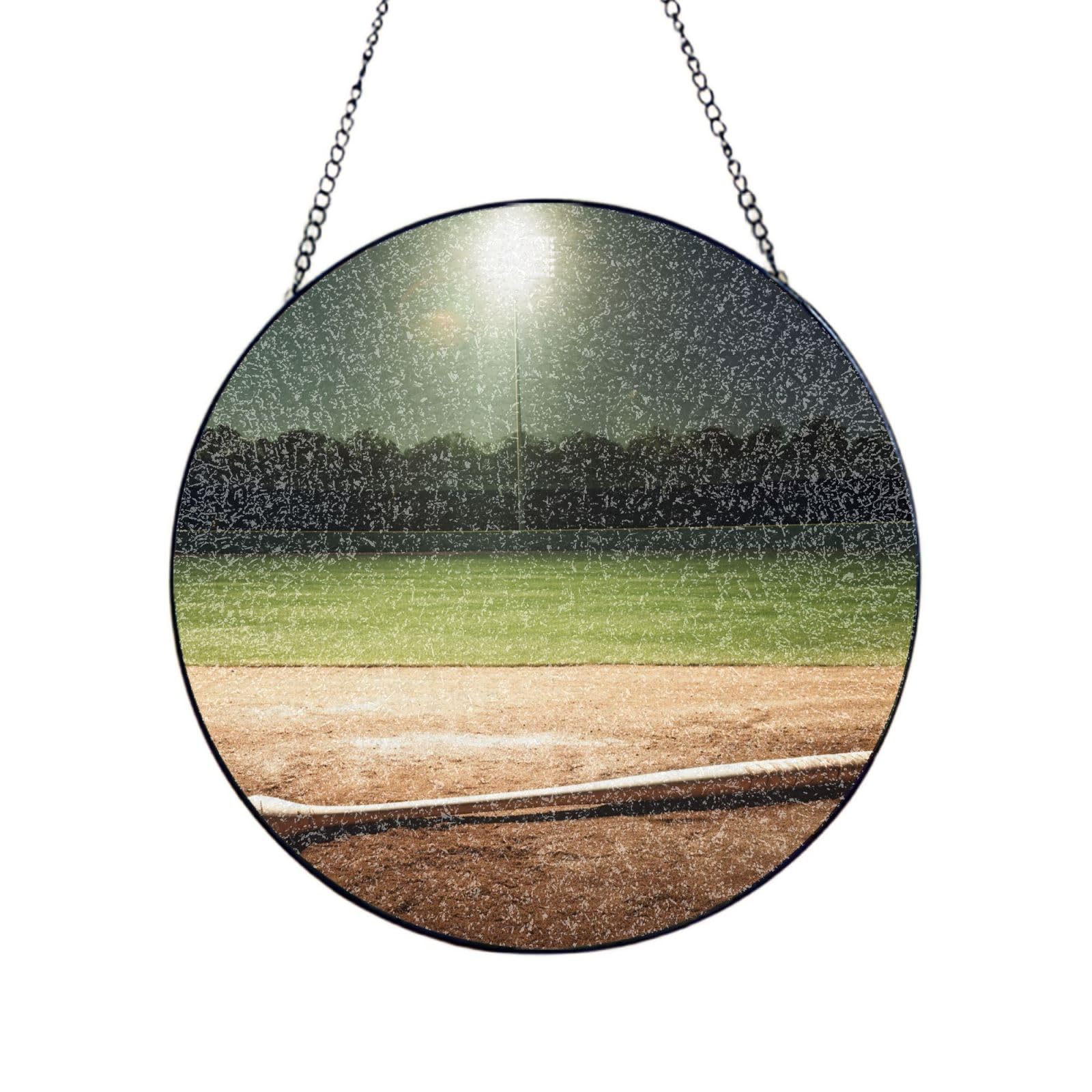 Stained Glass Window Hanging Baseball Sports Field Sun Catchers Indoor Outdoor Decor Window Suncatcher Door Garden Sunroom Sun Catcher Home Decor Birthday Christmas for Mom Men