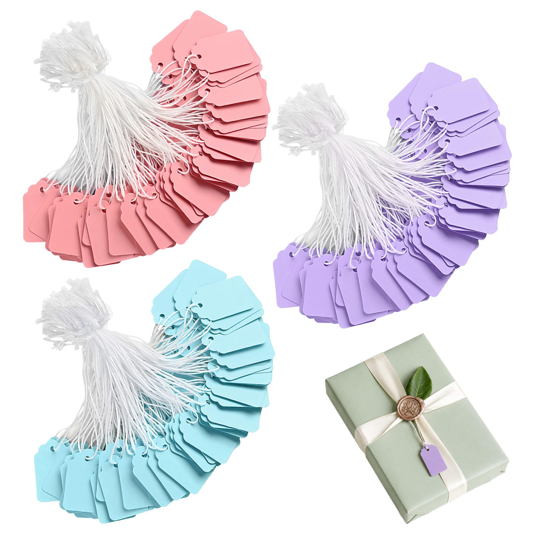 Price Tags with String - 300pcs 1.4x0.8Inch Small Colored Blank Hanging Labels Sale Labels for All Occasions Pricing Marking