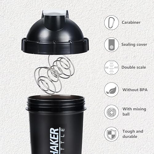 Miniatura 2 de XTKS Shaker Bottle - Botellas mezcladoras de proteínas de 18 onzas con almacenamiento de polvo y estuche para píldoras, 16.9 fl oz, taza agitadora