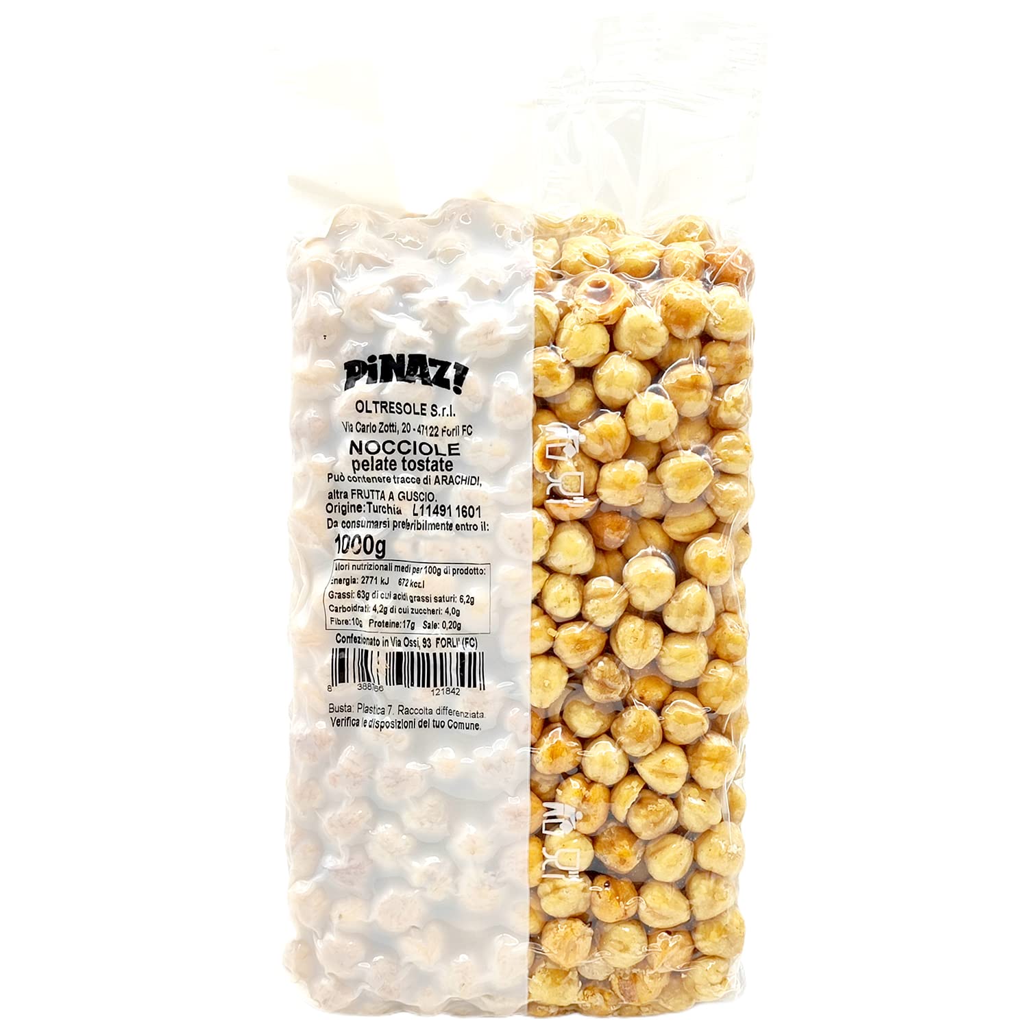 Oltresole, Nocciole Sgusciate Pelate Tostate 1 Kg, Nocciole Intere Non Salate, Ideali per Snack e Preparazioni Dolci, Frutta Secca Selezionata in Confezione Sottovuoto, Ricche di Fibre e Antiossidanti