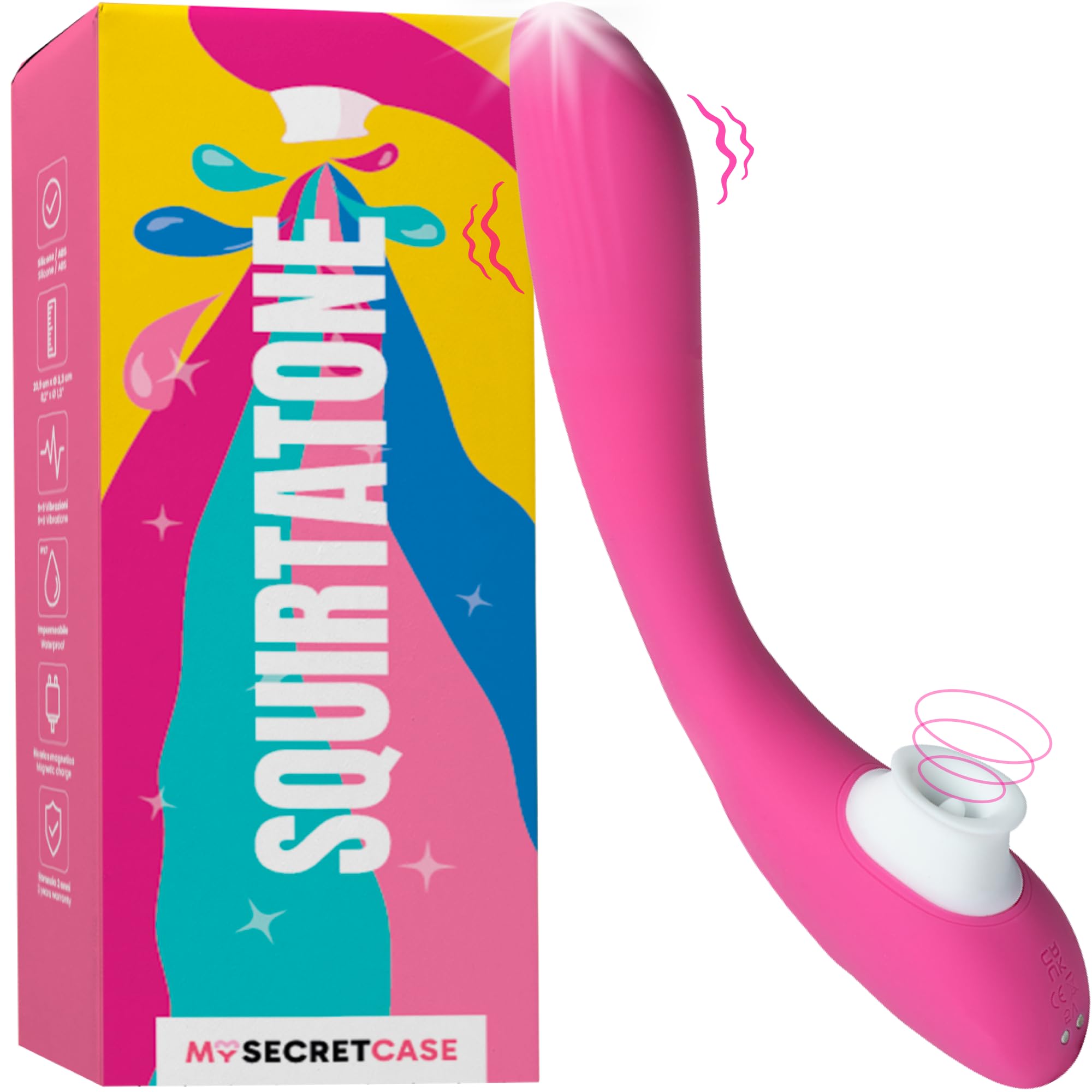 MySecretCase Vibratoreper Donna Punto g Squirting con Lingua Vibrante Clitoride Stimolatore Clitoride Femminile, 9+9 Modalità, Silicone, IPX7, USB, Sexytoysys Donna e Coppia Vibratoriper Donne