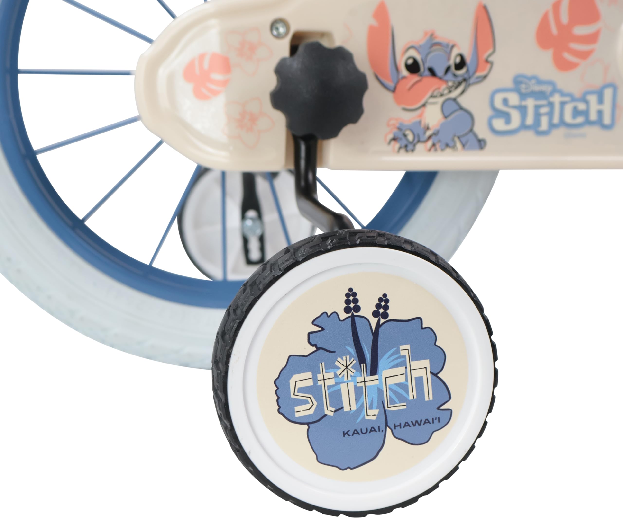 Denver Bike Bicicletta Bambina 16 Pollici Licensed Stitch, 4-6 Anni, Rotelle Removibili, Freni Caliper Anteriore/Posteriore, Telaio Acciaio, Ruote Gonfiabili, Trombetta e Portabambola