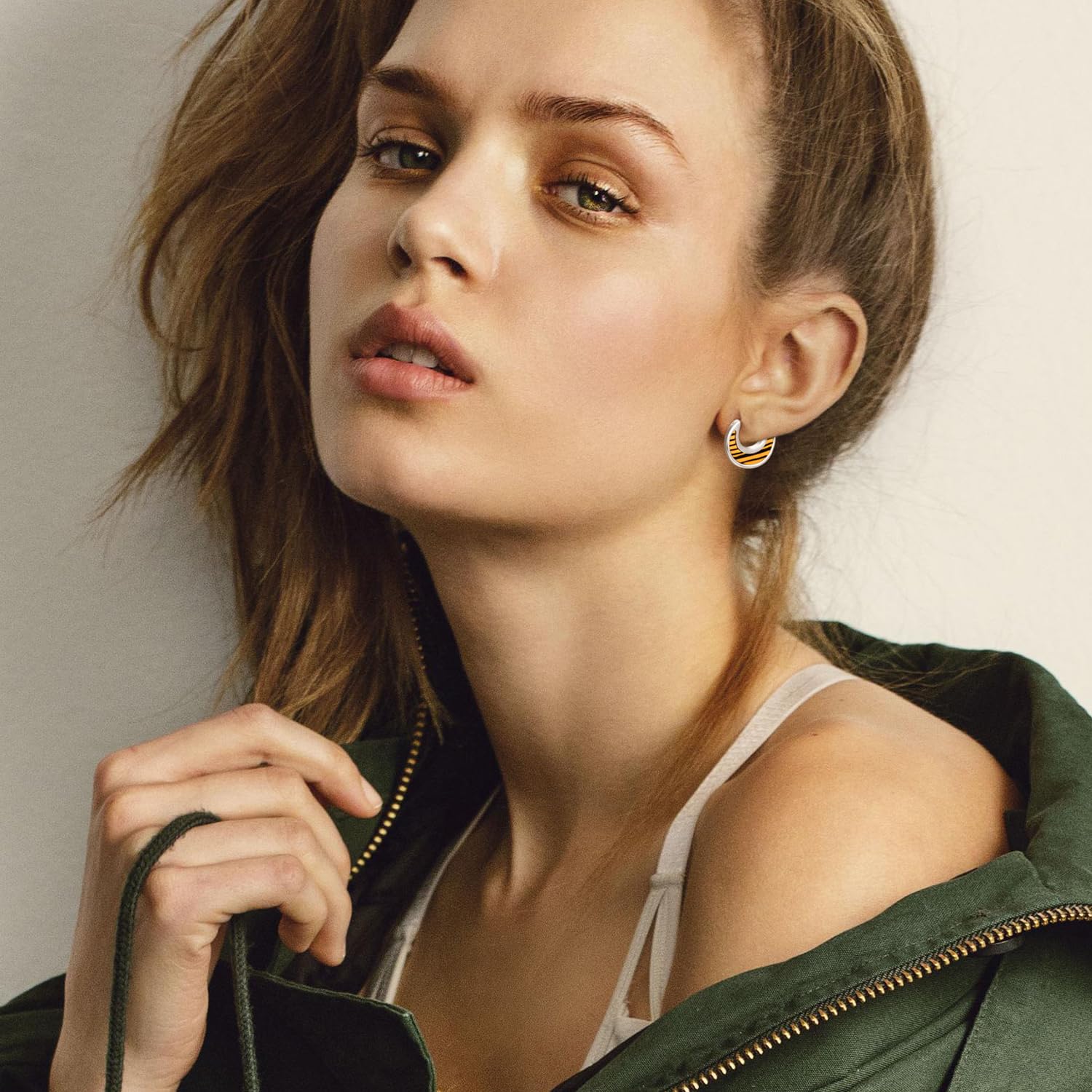 ADMETUS Pendientes de aro con patrón lateral de plata de ley 925 para hombres y mujeres, aretes de aro, joyería hipoalergénica, regalos para orejas sensibles
