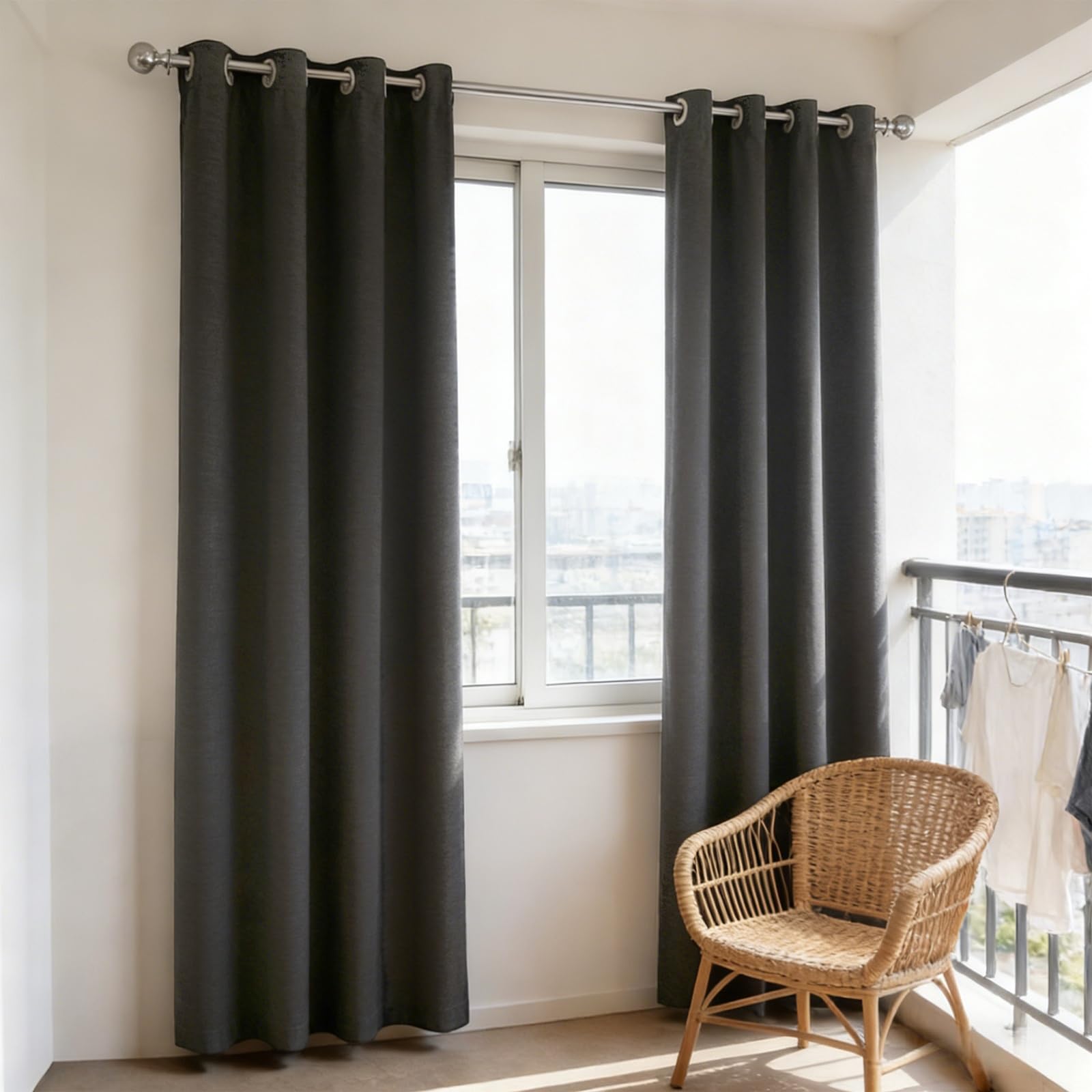 Rideaux opaque 83x220 anti chaleur isolant thermique rideau gris de salon