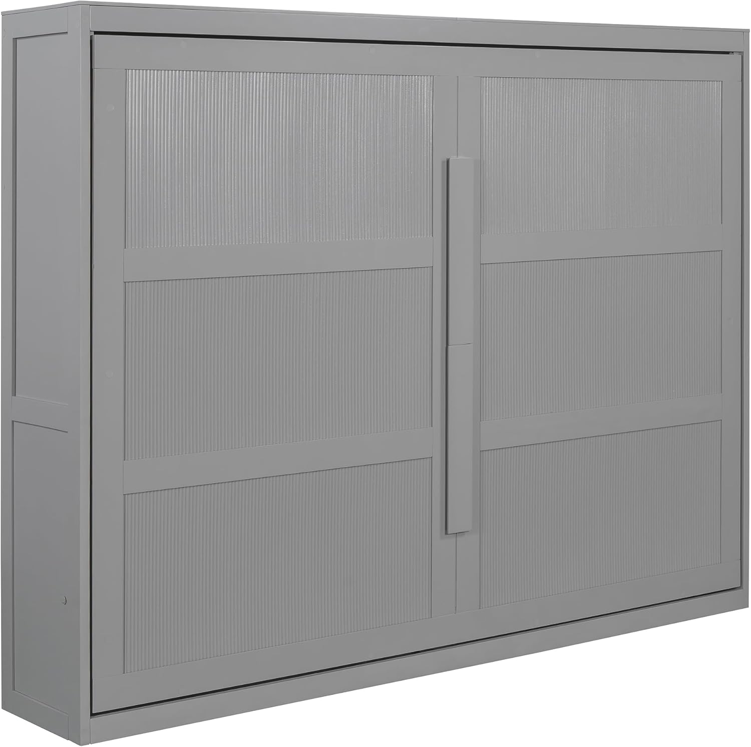 Harper & Bright Designs Queen Size Murphy Bed Wall Bed with LED Lights, Solid Wood Queen Platform Bed, Murphy Chest Bed, Muti-Functional Cabinet Bed for Kids Teens Adult,Gray