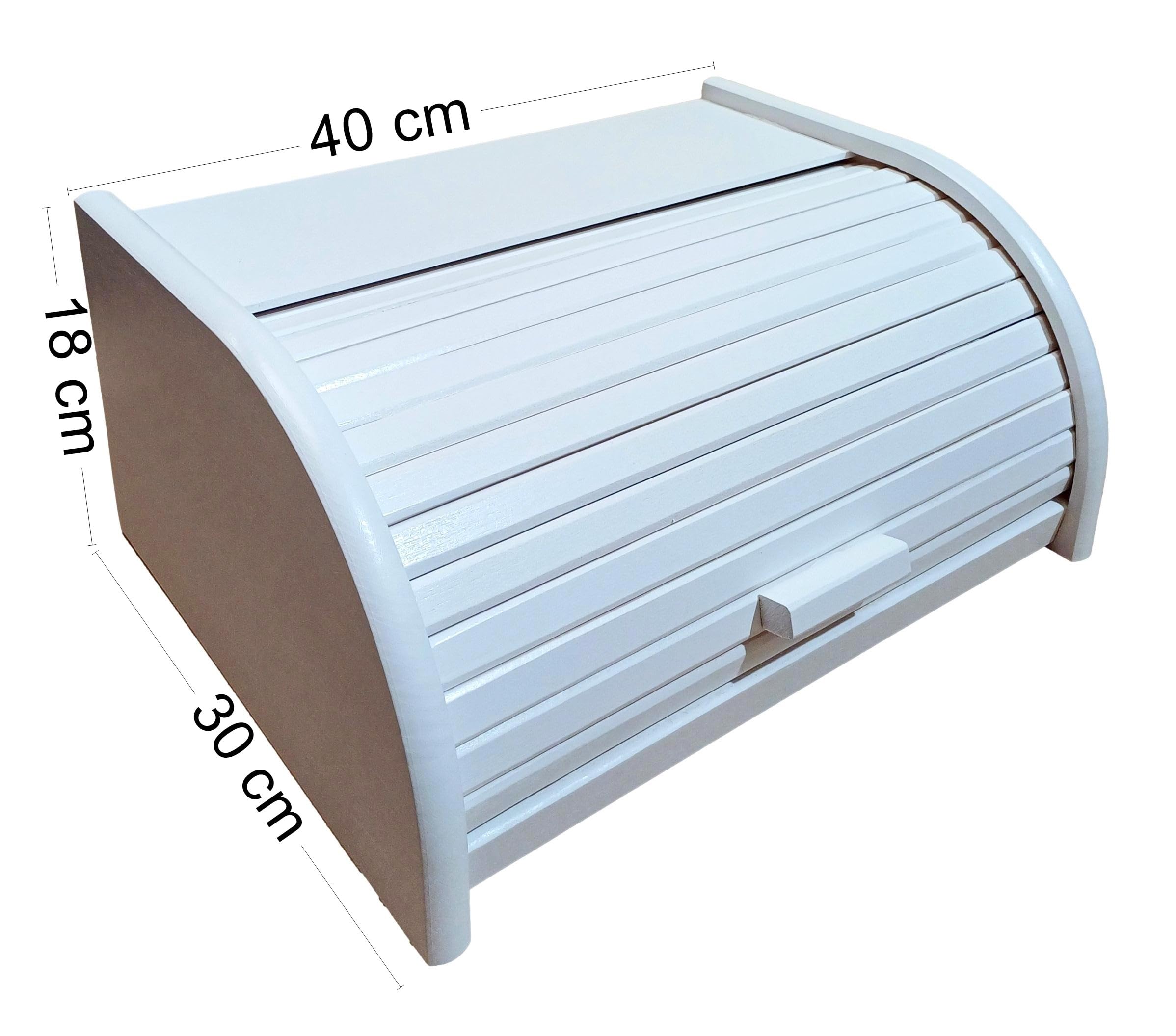 Boîte à pain en bois - Avec couvercle coulissant, Bois dense, blanc, Taille L