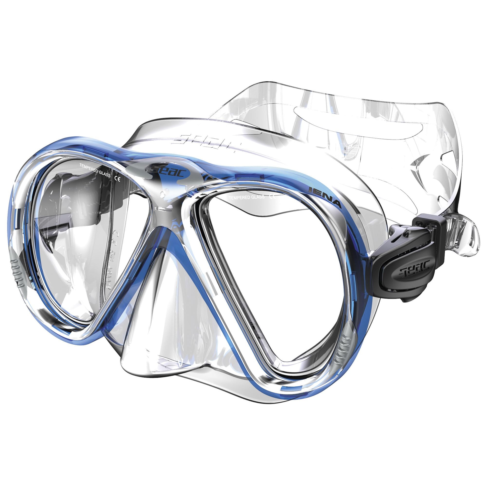 SEAC Iena – Silicone Snorkeling Mask, Dual 3 mm Tempered Glass Lenses, Quick Adjustment