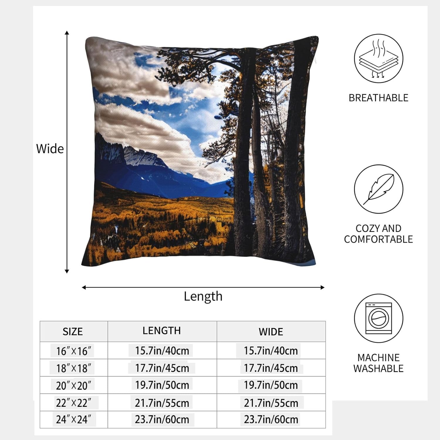 Rocky Mountain Range Imitation Linen Pillowcase -2 Sets, Fashionable Home Decoration, Used for Sofas, Gardens, beds