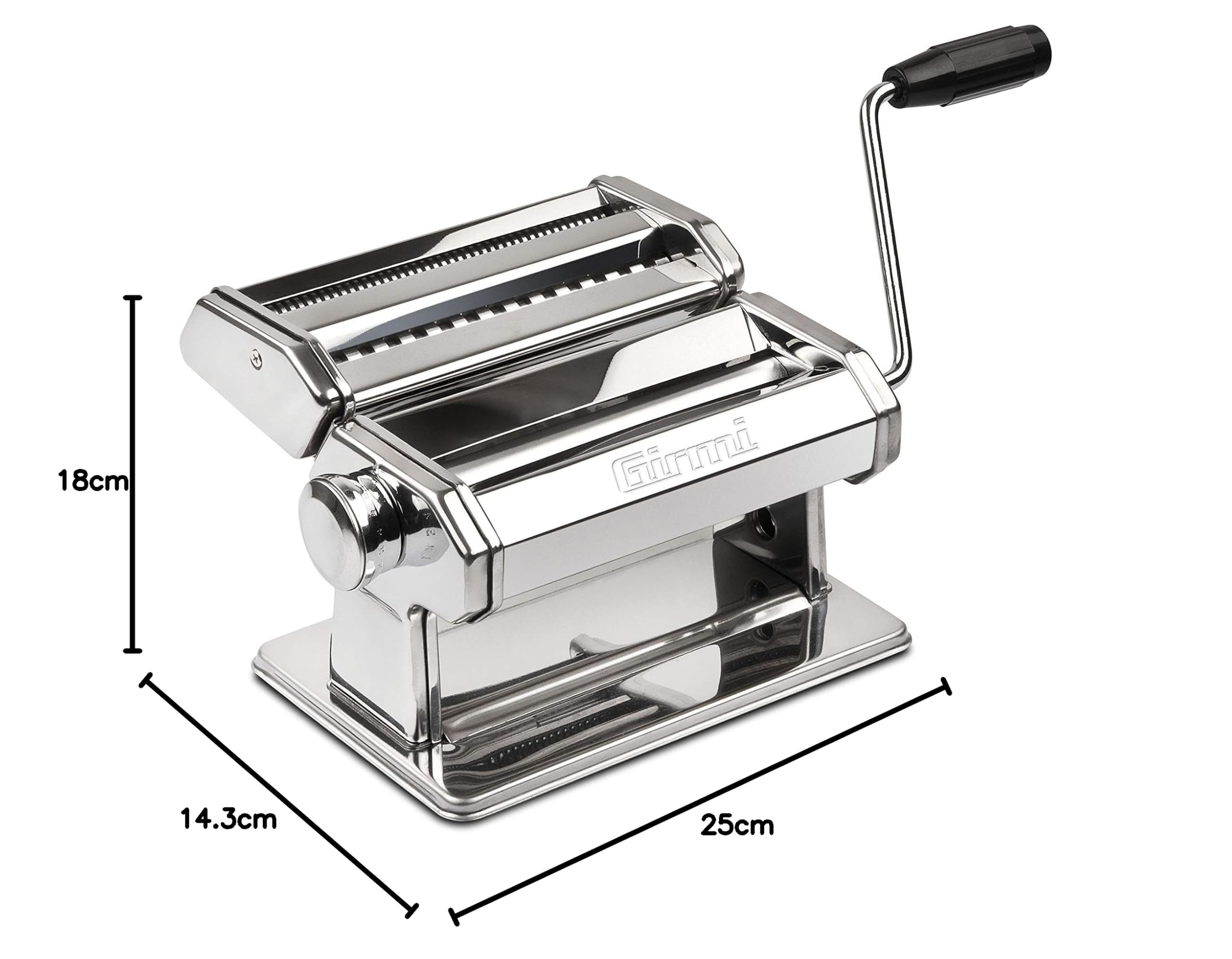 Girmi IM90 Nudelmaschine, 9 Einstellungen, Aluminiumwalzen 15 cm, 3 Pastasorten, Edelstahlgehäuse – Ansicht 5