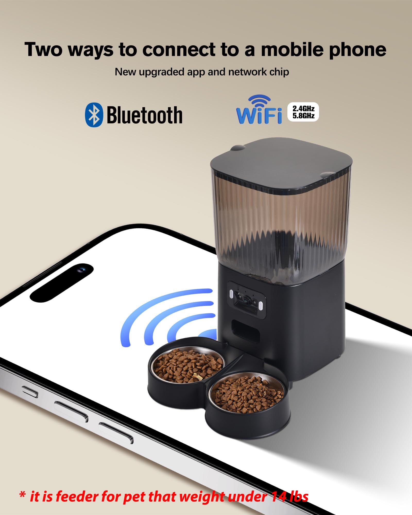 Automatic Cat Feeder, Camera Auto 2 Cats Dispenser 5L Microchip WiFi 2.4G&5G Timed Dual Pet Smart APP Dry Food Self Feeding Container Station (Black) - image 7
