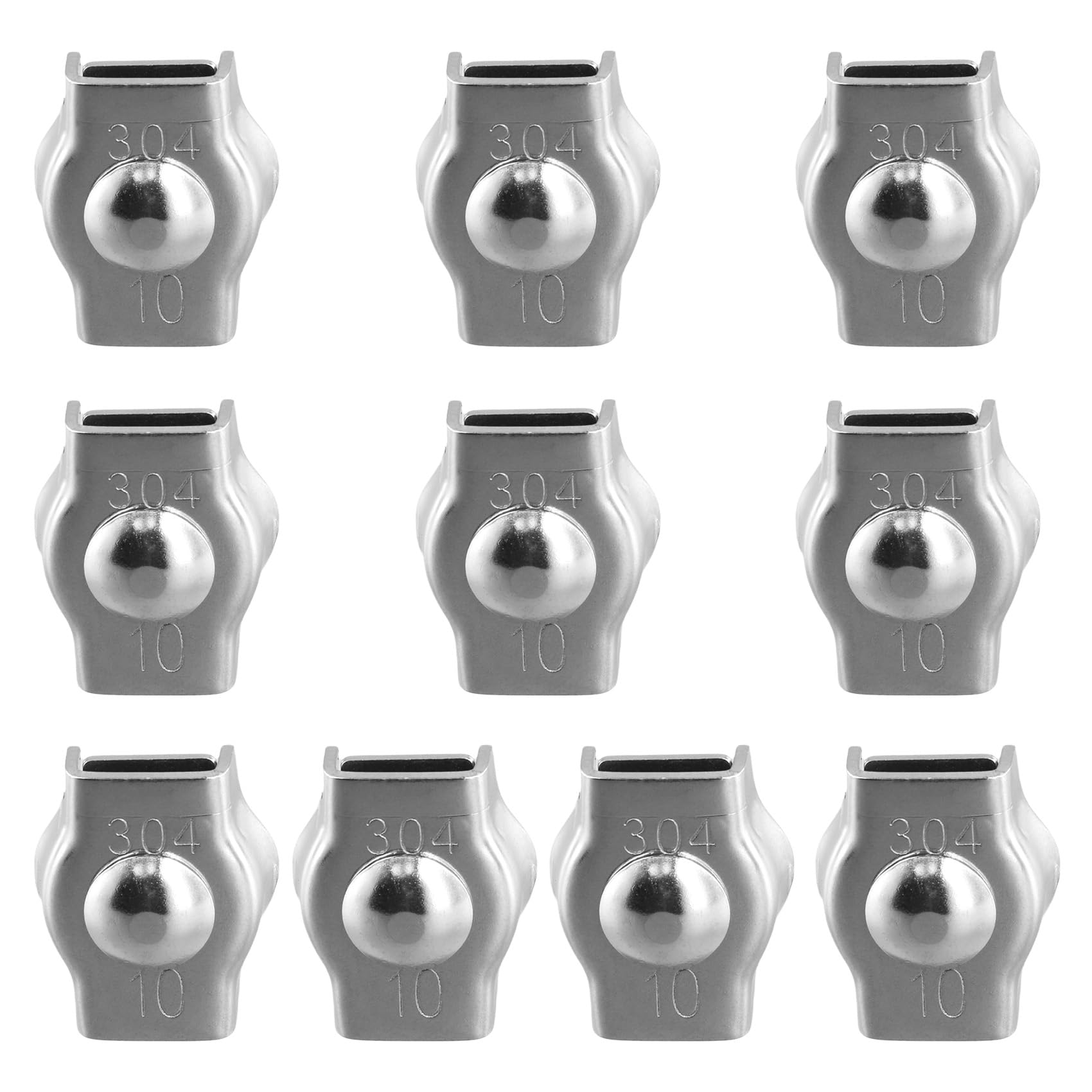 Littimoon 10Pcs Clamps, Wire Cord Clamps, Stainless Steel 304 Cable Clamps, Wire Rope Steel Cable Fixing Clip M10