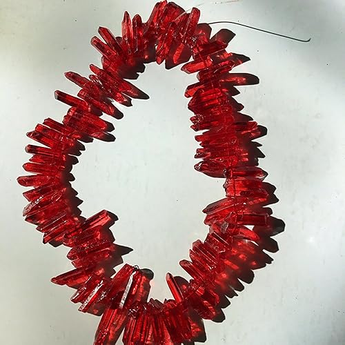 Miniatura 8 de Puntos de cristal de roca natural, con revestimiento de titanio, palos de cuarzo áspero, puntas de punta irregular, cuentas sueltas perforadas de 15